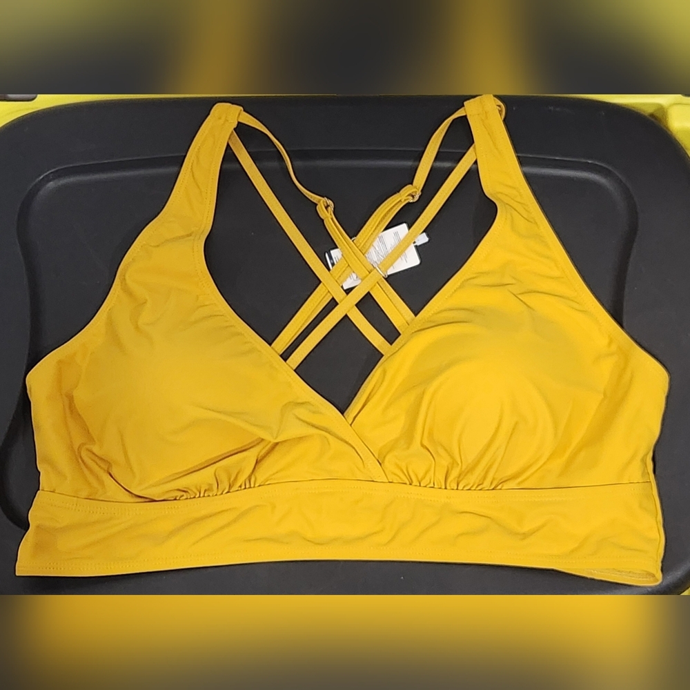 Summer Mae Yellow Crisscross Strap Bikini Top-Size 22 - Picture 7 of 10